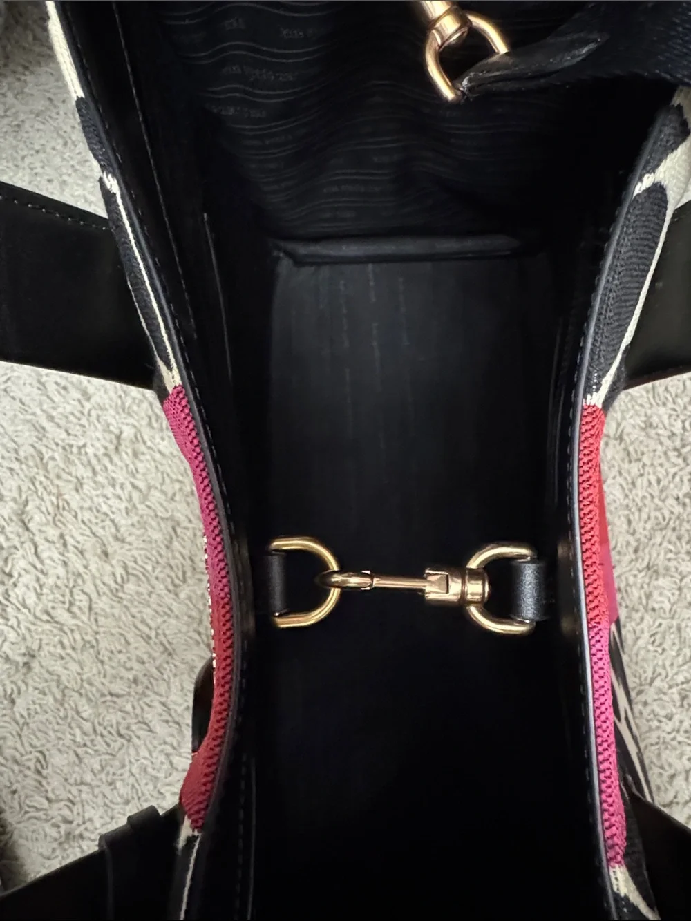 kate spade Black & Pink Stripe Canvas Tote